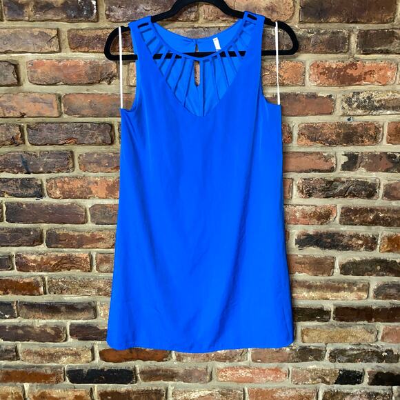 Sage Royal Blue Sleeveless Cut-Out Caged Mini Shift Dress Women's Size 4 - Picture 1 of 5